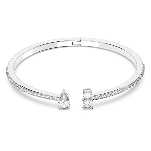 Image of Swarovski Attract cuff, Mixed cuts, White, Rhodium plated, M