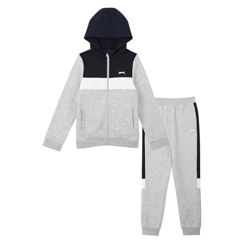 Image of Slazenger Boys Full Zip Fleece Tracksuit Navy 7-8 Yrs