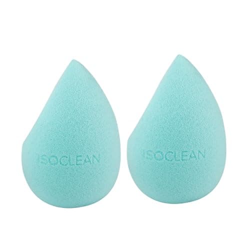 Image of ISOCLEAN Cosmetic Makeup Sponge DUO, Beauty Sponge Set for Makeup Application of Liquid Foundation, Concealer, Blush, Cream & Powder, Teardrop Shape Blender for Easy Contouring - 2 Pack, Aqua
