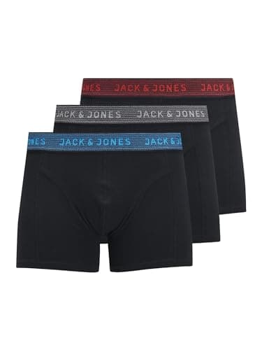 Image of JACK & JONES Junior Boy's Jacwaistband Trunks Noos Jr Pack of 3 Boxer Shorts, Gray, 12 Years UK