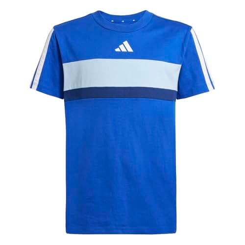 Image of adidas Unisex Kids Seasonal Essentials TIBERIO 3 Stripes T-Shirt, Team Royal Blue/core White, 13-14 Years