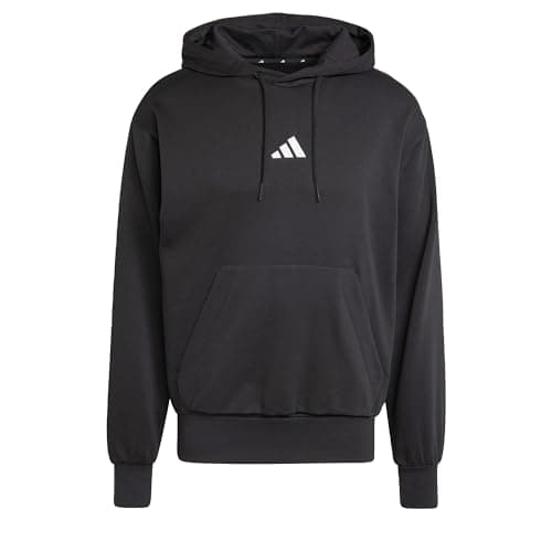 Image of adidas Men's ESSENTIALS FEELCOZY FLEECE HOODIE, black/white, S
