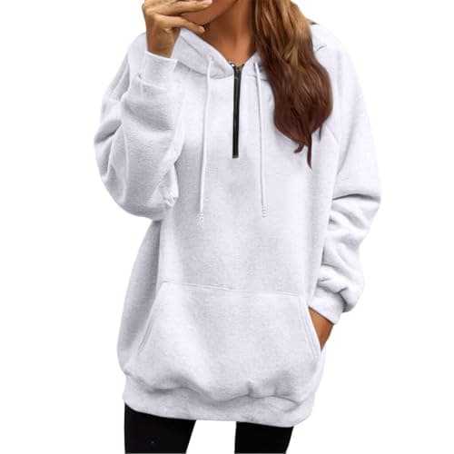 Image of Navy Cardigans for Women Uk Womens Quarter Zip Hoodies Dress Oversized Fall Y2k Cute Drop Shoulder Hooded Sweatshirts 2025 Fashion Casual Autumn Thick Athletic Streetwear Pullover Tops with Pocket