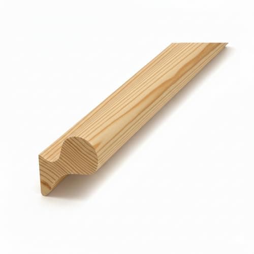Image of 75mm x 62mm Pine Oak Primed Pigs Ear Wall Mounted Staircase Handrail 1.8m-4.2m (2.4m, Primed)
