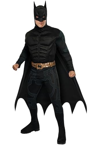 Image of Rubies Official DC Comics Dark Knight Rises Batman Adult Costume, Deluxe Muscle Chest Style, Size XL, Chest 44-46', Halloween