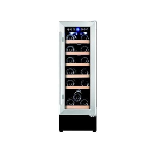 Image of Cookology Essentials AEWC300SS 30cm Built-Under Wine Cooler - Stainless Steel & Black - 18 Bottle Capacity - Touch Control Blue LED Display - Compressor Cooling - 5-18°C Temperature Range