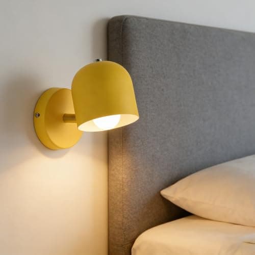 Image of XINYASEE Bedside Wall lamp, Modern Minimalist Wall lamp for Bedroom and Living Room, Creative Macaron Nordic Reading lamp for Balcony and Hallway, Background Wall lamp (Yellow)