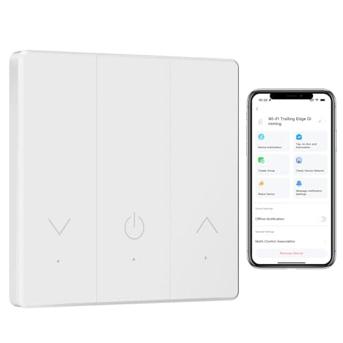 Image of BSEED Smart Dimmer Switch 0-100% Dimming,Trailing Edge Dimmer 1 Way 2.4GHz WiFi,Works with Alexa,Google Home,Compatible with Dimmable LED,Halogen,Incandescent Lights,White