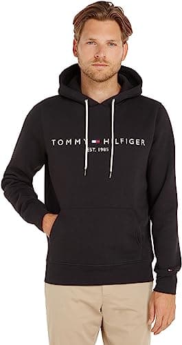 Image of Tommy Hilfiger Men’s Core Tommy Logo Hoodie, Black (Jet Black), L