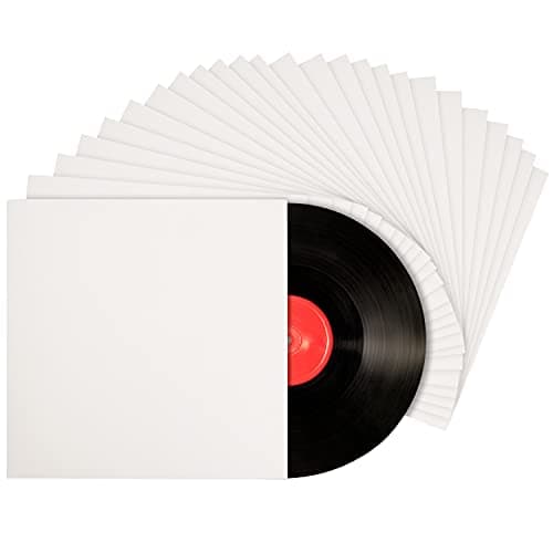 Image of Belle Vous 12-Inch White Vinyl Record LP Outer Sleeves (25 Pack) - L31 x W31cm / 12.2 x 12.2 Inches - No Centre Hole, Acid-Free Protection Jackets - Blank Unfinished Album Covers