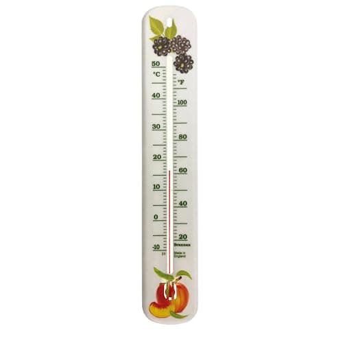 Image of Brannan Wall Thermometer 215mm - Fruit Design Room Thermometer - Made in UK for Home Office Garden or Greenhouse Indoor or Outdoor Decorative