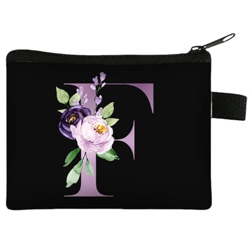 Image of FAVORTALK Small Coin Purse with Zip Mini Coin Purses Boy Girl Floral Coin Bags Soft Velvet Coin Wallets with Zipper Initial Change Pocket for Women Black Mini Purses - 43408