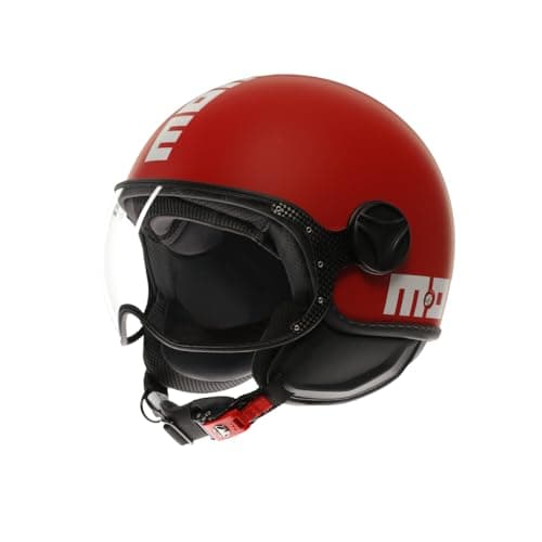 Image of MOMO Design - FGTR CLASSIC E2206, Jet Helmet, Open Helmet for Motorcycles and Scooters, for Men and Women, Candy Matt Red/White, L
