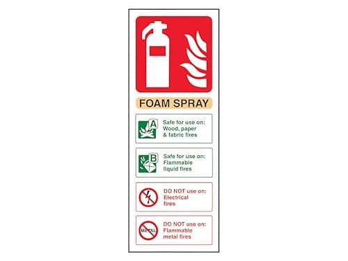 Image of The Workplace Depot Foam Fire Extinguisher Sign – 280 x 100 mm Portrait, 1mm Rigid PVC or Self-Adhesive Vinyl, Fire Safety Sign for Offices, Warehouses & Public Areas (Vinyl (Self Adhesive))