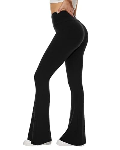 Image of TNNZEET Flared Leggings Women Yoga Pants High Waisted Stretchy Workout Trousers Bootcut for Gym(Black,M)