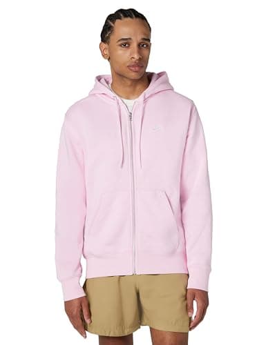 Image of Nike Club Fleece Hoodie with Full Zip for Men, Pink Foam/Pink Foam/White, FN3861-663, S