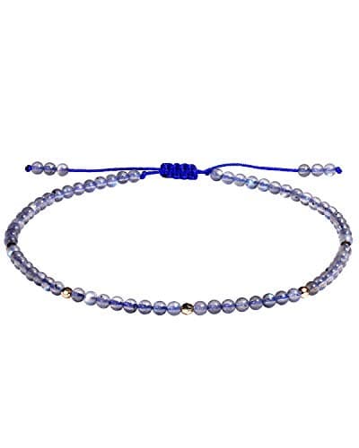 Image of Jewboo Moonstone Anklet Bracelet for Women Gemstone Healing Energy Crystal Beach Foot Beaded Jewelry Adjustable(8.5-10 Inches)
