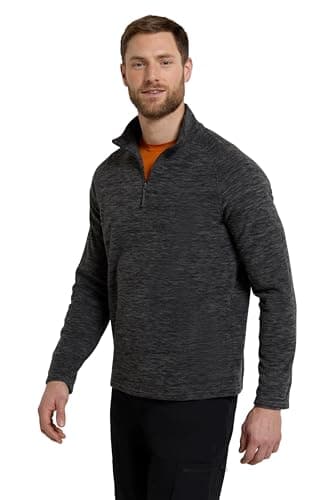Image of Mountain Warehouse Snowdon Mens Micro Fleece Top - Breathable Antipill, Half Zip Collar Sweater, Quick Drying Smooth Pullover - For Spring Summer & Outdoors Charcoal XL
