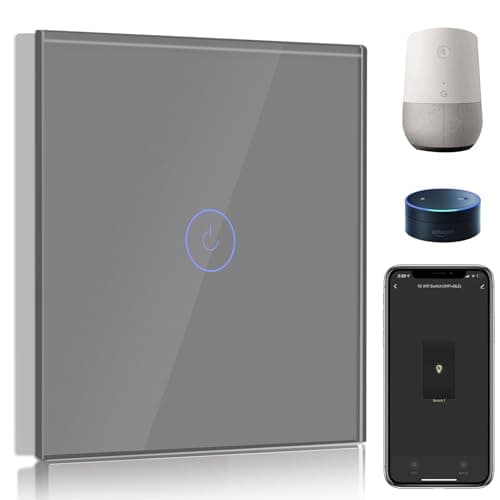 Image of BSEED Smart Light Switch Grey,Compatible with Alexa and Google Home,1 Gang 1 Way WiFi Touch Switch,2 Way or Multi-Way Control by SmartLife APP,Alexa Switch with LED Indicator Light-Neutral Wire Need