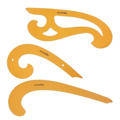 Image of KEARING French Curve Ruler Template Set of 3pcs, Flexible Plastic Drafting Drawing Measuring Tool Drawing Templates