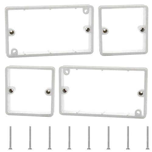 Image of FunnAura 4Pcs Double Socket Spacer, 20mm Electrical Light Switch Spacer Surround with 8 Screws for Panels and Tiles (White)