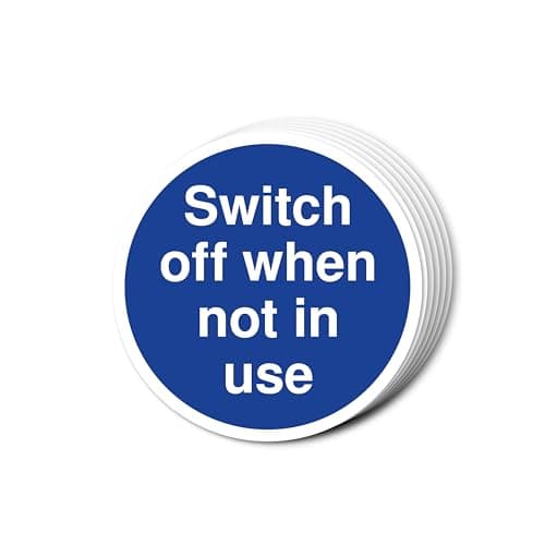 Image of Switch Off When Not In Use Fire Door Signs 80mm x 80mm Multi Pack Strong Adhesive Vinyl Stickers for Fire Door Safety (6)