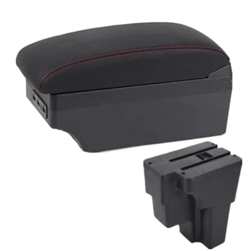 Image of CLVCCZTZGW Car Accessories For Kia For Rio 3 For Stonic 2015-2024 Central Armrest Box Europe South Storage Box(C1 Black red 7 USB)