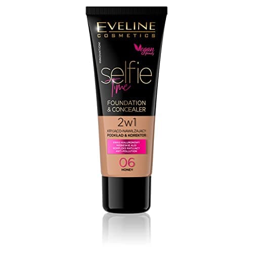 Image of Eveline Cosmetics Selfie Time Covering and Moisturising Foundation and Concealer 2-in-1, 30 ml, No. 06 Honey