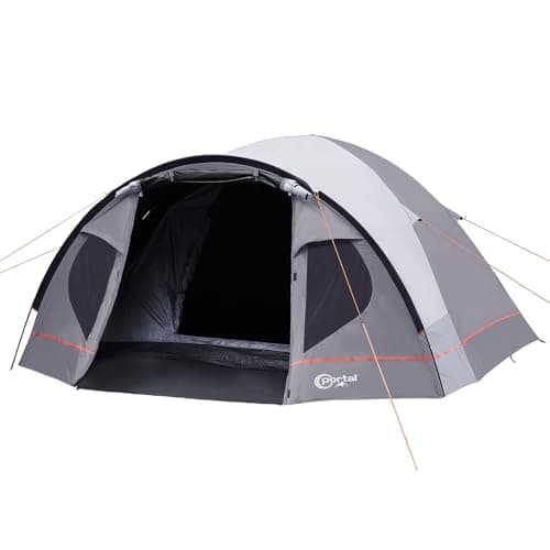 Image of Portal 2-4 Man Blackout Tent with Porch Camping Tent for 3 to 4 Persons with Sewn-in Groundsheet 4000mm Waterproof Festival Tent Lightweight Dome Tent for Outdoor Backpacking Hiking