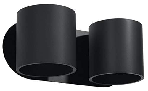 Image of SOLLUX lighting Orbis Downlight Wall Lamp | Modern Design with Cylindrical Shape | Made of Aluminium with 2 Replaceable G9 Bulbs | Black, 26 x 12 x 10 cm