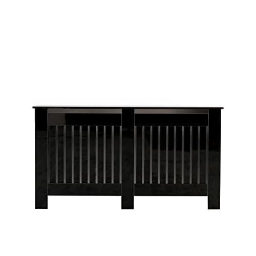 Image of Kingwudo® High Gloss Black Radiator Cover Decorative Cabinet Display Table Storage Shelf Vertical Slat Style Living Room Bedroom 4 Size (L—W151.5 x D19 x H82 cm(Overall Size))
