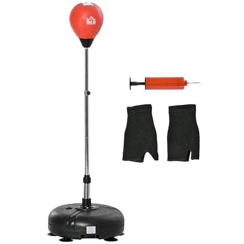 Image of HOMCOM Punching Bag with Stand, Freestanding Boxing Bag Set, with Speedball, 133-151cm Adjustable Height, for Teens, Red/Black