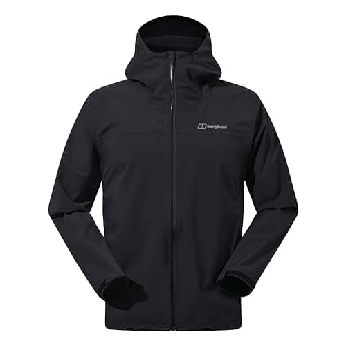Image of Berghaus Men's Arnaby Lightweight Stretch Waterproof Hooded Jacket | Breathable | Lightweight Rain Coat Waterproof Jacket, Black/Black, L