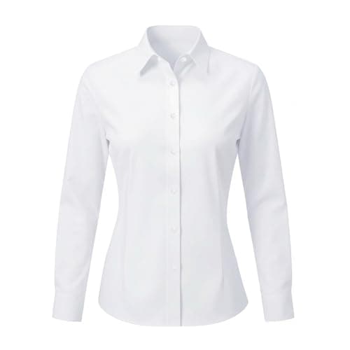 Image of zoogobee Womens Shirts Long Sleeve Stretch Cotton Dress Wrinkle Business Fitted Shirt Business Casual Work Office Ladies Blouses Shirts (UK, Alpha, L, Regular, Regular, White)