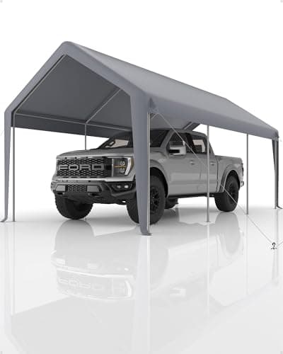 Image of 10x20 FT Carport Replacement Canopy Cover,Heavy-Duty Carport, Portable Garage 220g PE Tarp, Waterproof & UV Protected Outdoor Shelter for Car, Boat, Truck, Motorcycle(Cover ONLY, Frame NOT Included)