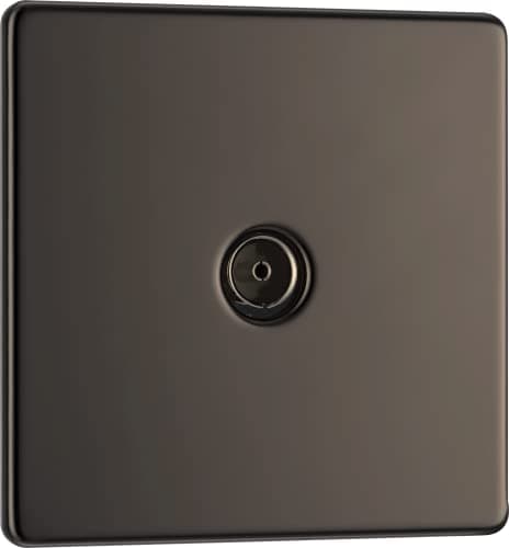 Image of BG Electrical FBN60-01 Screwless Flat Plate Single Co-Axial Socket, Black Nickel