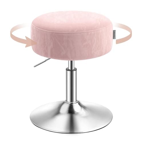 Image of VASAGLE Dressing Table Stool, Height Adjustable Makeup Vanity Stool, 360?Swivel, PU Upholstery, Thick Cushion, for Bedroom, Kitchen, Dining Room, Modern, Jelly Pink LJB120SA01