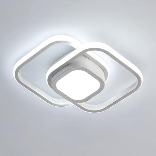 Image of Dorlink LED Ceiling Light, White Square Modern LED Ceiling Lighting, 32W 6500K Cool Light Acrylic Aluminum Light Fittings Ceilings for Hallway, Living Room, Kitchen, Bedroom, Aisle