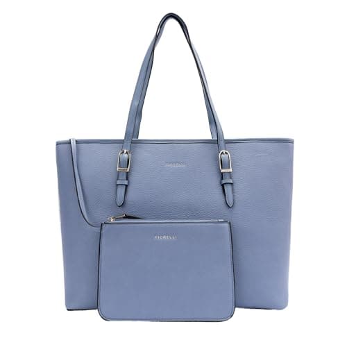 Image of Fiorelli Women's Etta Buckle Tote Bag, Stylish Large Capacity Shoulder Handbag with Internal Pocket & Detachable Pouch, Faux Leather, Conflour Blue