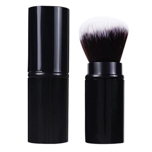 Image of Retractable Airbrush Kabuki Brush for Face Makeup & Foundation Liquid Cream Powder with Aluminum Handle