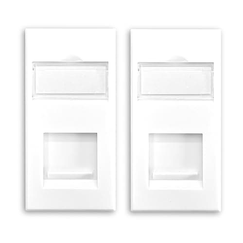 Image of Evoges CAT6A UTP RJ45 Ethernet Module, Pack Of 2 – White 25x50mm Data Outlet, Unshielded, Toolless IDC Punch Down – Ideal for Structured Cabling, Wall Plates & Faceplates