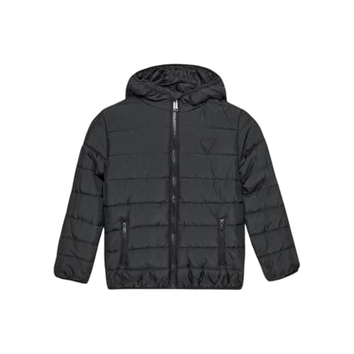 Image of Guess H4BJ10 WCFM0 JBLK Childrens Black Hooded Jacket with Zip Pockets, black, 12 Years