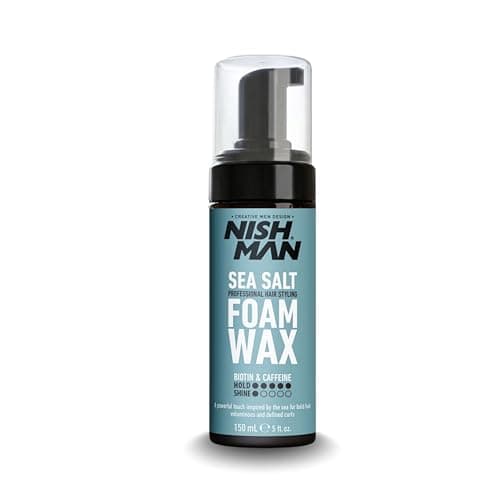 Image of NISHMAN Sea Salt Foam Wax 150ml – Shine and Volume Styling Foam – Strong Flexible Hold – Keratin Infused Texture Booster – Defines Waves and Curls – Anti Frizz Hair Styling Mousse for Men