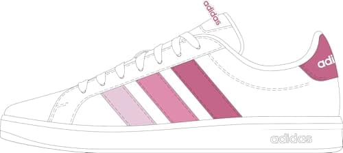 Image of adidas Unisex Kids Grand Court 3.0 Shoes Junior, FTWR White/Pink Fusion/Bliss Pink, 4 UK