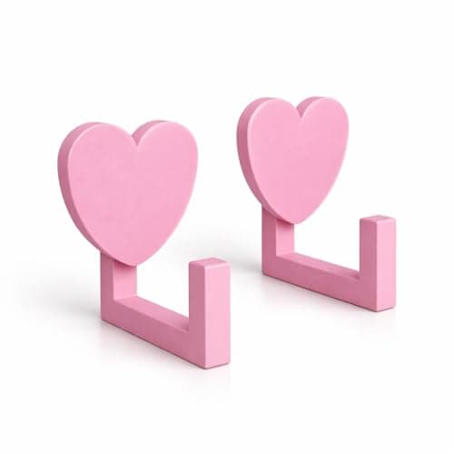 Image of 2-Pack Pink Heart Door & Wall Hooks – Coat, Towel & Backpack Hangers for Kids’ Bedroom, Nursery & Playroom Decor