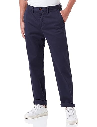 Image of GANT Men's Regular Twill Chinos Classic Trousers, Navy, 34 W/32 L