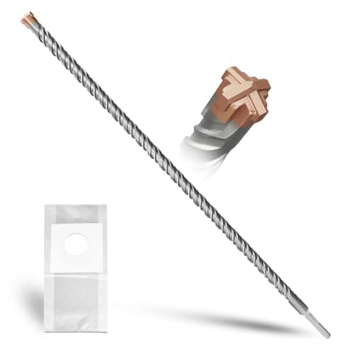 Image of METOTY SDS Plus Hammer Drill Bit 18mm×600mm, with 4 Carbide Cutting Edges, Head with Coating, Masonry Drill, Hammer Drill, Concrete Drill, for Stone, Concrete, Natural Stone, Brick Wall