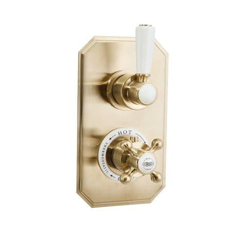 Image of Milano Elizabeth 2 Outlet Concealed Diverter Thermostatic Mixer Shower Valve - Brass