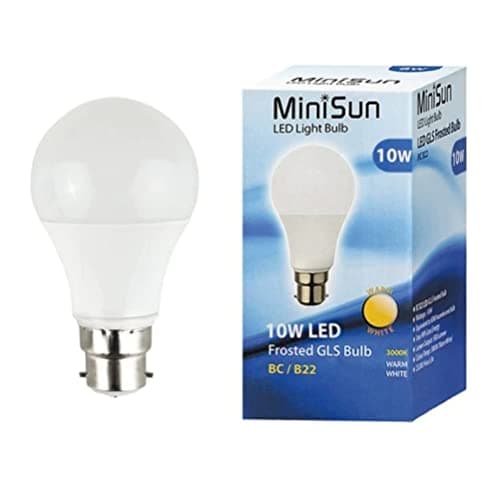 Image of MiniSun | High Power 10W LED BC B22 SMD GLS Energy Saving Long Life Bulb | LED Bulbs, Home Décor & Improvement Essential | 3000K Warm White