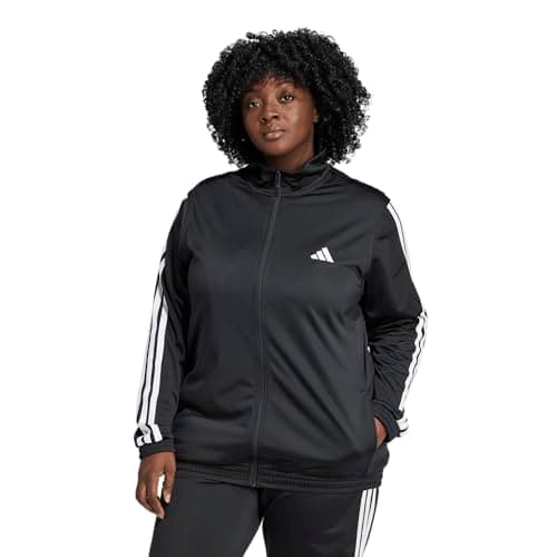 Image of adidas womens Tricot 3-stripes Track Top, Black/White, 2X